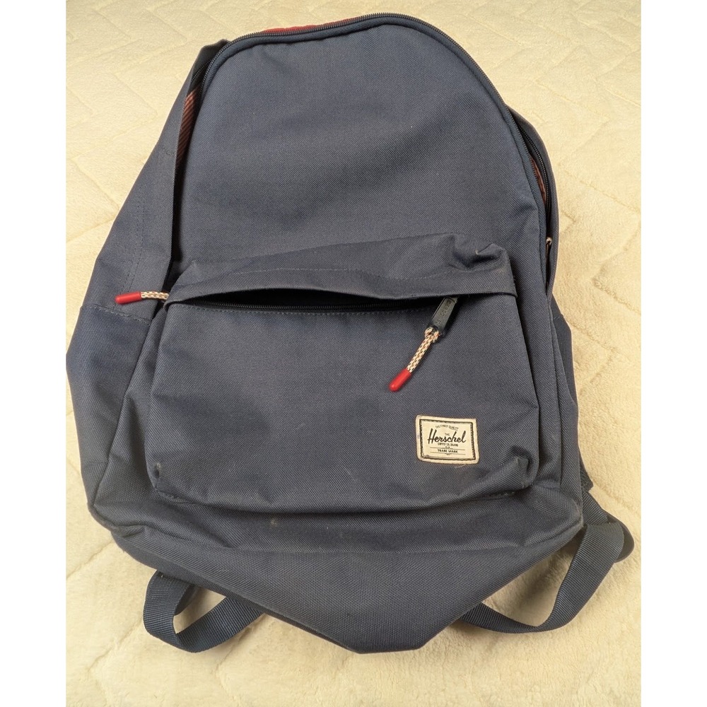 Herschel Supply Co Classic Backpack Navy Blue Canvas Daypack Striped Lining